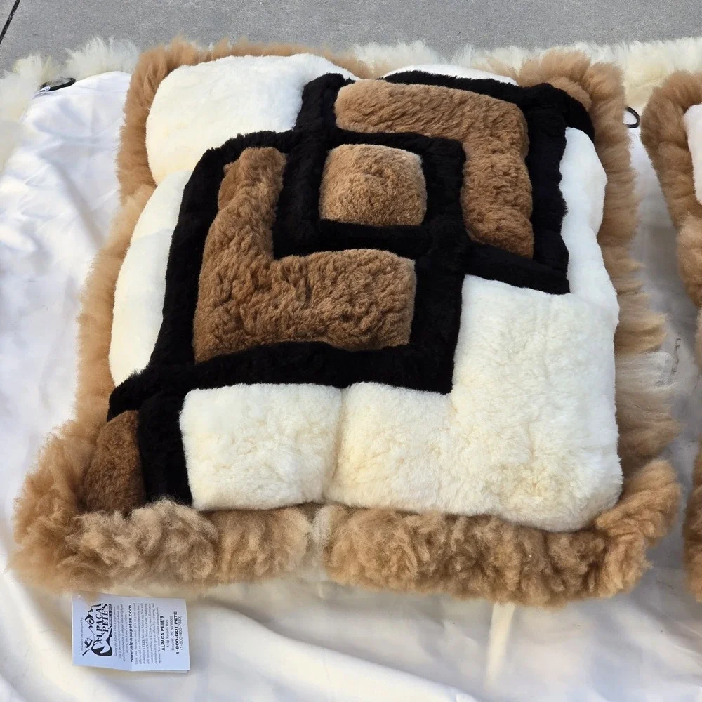 VTG Pete's‎ Alpaca Fur Large Pillow Cases Geometric Patchwork 32 X 21 New READ